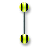 Stainless Stl Straight BB w Acrylic Neon Layered Balls 14G (1.6mm) 5/8 BBVALN14-60-66-YBW - shirin-diamonds