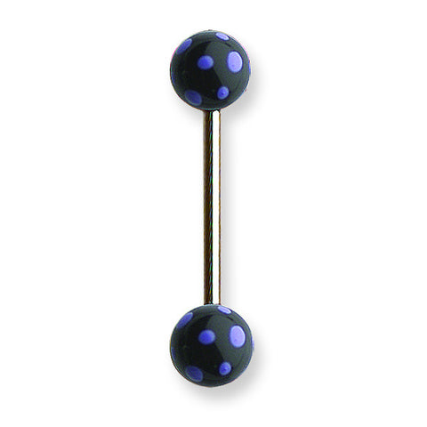 SGSS Straight BB w 2 Acrylic Polka Dotted Balls BBVPDB14-60-66-BKPU - shirin-diamonds