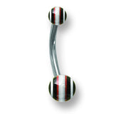 SGSS Curv BB w Acrylic Racer Stripe Balls 14G (1.6mm) 7/16 (12mm) Long BCVALM14-45-46-GRB - shirin-diamonds