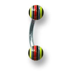 SGSS Curv BB w Acrylic Racer Stripe Balls 16G (1.3mm) 5/16 (8mm) Long w BCVALM16-30-44-BYG - shirin-diamonds