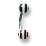 SGSS Curv BB w Acrylic Racer Stripe Balls 16G (1.3mm) 5/16 (8mm) Long w BCVALM16-30-44-GRB - shirin-diamonds