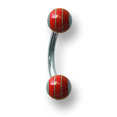 SGSS Curv BB w Acrylic Racer Stripe Balls 16G (1.3mm) 5/16 (8mm) Long w BCVALM16-30-44-RG - shirin-diamonds