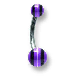 Stainless Stl Curv BB w Acrylic Neon Layered Balls 14G (1.6mm) 7/16 (12 BCVALN14-45-46-PBKW - shirin-diamonds