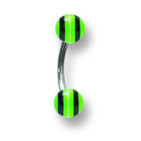 Stainless Stl Curv BB w Acrylic Neon Layered Balls 16G (1.3mm) 5/16 (8m BCVALN16-30-44-GBW - shirin-diamonds