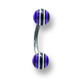 Stainless Stl Curv BB w Acrylic Neon Layered Balls 16G (1.3mm) 5/16 (8m BCVALN16-30-44-PBW - shirin-diamonds
