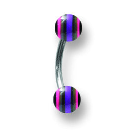 Stainless Stl Curv BB w Acrylic Neon Layered Balls 16G (1.3mm) 5/16 (8m BCVALN16-30-44-PPB - shirin-diamonds