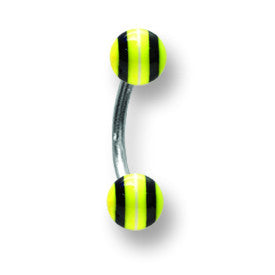 Stainless Stl Curv BB w Acrylic Neon Layered Balls 16G (1.3mm) 5/16 (8m BCVALN16-30-44-YBW - shirin-diamonds