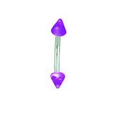 SGSS Curv BB w UV Sensitive Acrylic Cones 16G (1.3mm) 5/16 (8mm) Long w BCVASS16-30-33-PU - shirin-diamonds