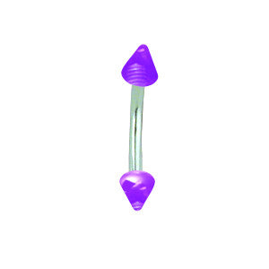SGSS Curv BB w UV Sensitive Acrylic Cones 16G (1.3mm) 5/16 (8mm) Long w BCVASS16-30-33-PU - shirin-diamonds