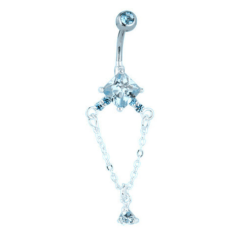 SGSS Curv BB w Chain Drop Dangles 14G (1.6mm) 13/32 (11 mm) w diamond s BCVCDD112-BL - shirin-diamonds