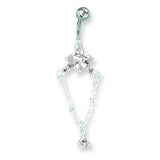 SGSS Curv BB w Chain Drop Dangles 14G (1.6mm) 13/32 (11 mm) w diamond s BCVCDD112-CL - shirin-diamonds