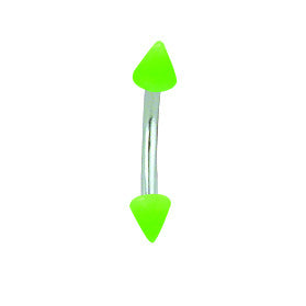 SGSS Curv BB w Glow Acrylic Cones 16G (1.3mm) 5/16 (8mm) Long w 3mm Glo BCVCGL16-30-33-GG - shirin-diamonds