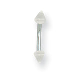 SGSS Curv BB w Glow Acrylic Cones 16G (1.3mm) 5/16 (8mm) Long w 3mm Glo BCVCGL16-30-33-GW - shirin-diamonds