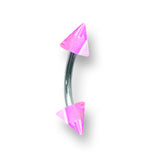 SGSS Curv BB w Acrylic Vert Layered Cones 16G (1.3mm) 3/8 (10mm) Long w BCVLVC16-40-44-CLPK - shirin-diamonds