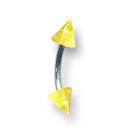 SGSS Curv BB w Acrylic Vert Layered Cones 16G (1.3mm) 3/8 (10mm) Long w BCVLVC16-40-44-CLYW - shirin-diamonds
