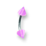 SGSS Curv BB w Acrylic Vert Layered Cones 16G (1.3mm) 3/8 (10mm) Long w BCVLVC16-40-44-PULC - shirin-diamonds