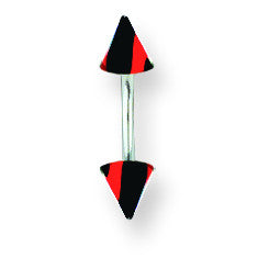 SGSS Curv BB w Acrylic Vert Racer Stripe Cones 16G (1.3mm) 5/16 (8mm) L BCVMVC16-30-44-BR - shirin-diamonds