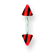 SGSS Curv BB w Acrylic Vert Racer Stripe Cones 16G (1.3mm) 5/16 (8mm) L BCVMVC16-30-44-TRB - shirin-diamonds