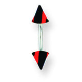 SGSS Curv BB w Acrylic Vert Racer Stripe Cones 16G (1.3mm) 3/8 (10mm) L BCVMVC16-40-44-BR - shirin-diamonds