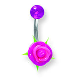 SGSS Curv BB w Multi Colored Silicone Flower & Top UV Ball on 90 degree s BCVSFM14-45-59-PP - shirin-diamonds