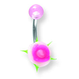 SGSS Curv BB w Multi Colored Silicone Flower & Top UV Ball on 90 degree s BCVSFM14-45-59-WP - shirin-diamonds