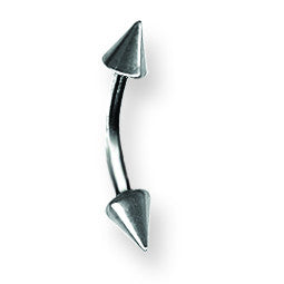 Solid Titanium Curv BB w Cones 16G (1.3mm) 3/8 (10mm) Long w 4mm Cones BCVT2S16-40-44-UC - shirin-diamonds