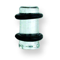 Pyrex Glass Plugs Solid Colors 4G (5.2mm) 1/2 (13mm) Long w 2 black o-r BDBPP4-50-CL - shirin-diamonds