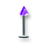 SGSS Labret w Acrylic Vert Layered Cone 14G (1.6mm) 5/16 (8mm) Long w 4 BDLLVC14-30-44-WPL - shirin-diamonds