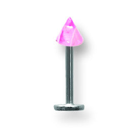 SGSS Labret w Acrylic Vert Layered Cone 14G (1.6mm) 3/8 (10mm) Long w 4 BDLLVC14-40-44-PLC - shirin-diamonds