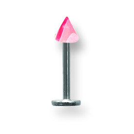 SGSS Labret w Acrylic Vert Layered Cone 16G (1.3mm) 5/16 (8mm) Long w 4 BDLLVC16-30-44-PKC - shirin-diamonds