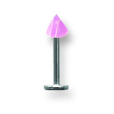 SGSS Labret w Acrylic Vert Layered Cone 16G (1.3mm) 5/16 (8mm) Long w 4 BDLLVC16-30-44-PULC - shirin-diamonds