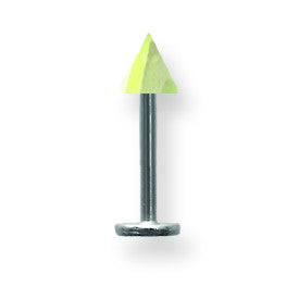 SGSS Labret w Acrylic Vert Layered Cone 16G (1.3mm) 5/16 (8mm) Long w 4 BDLLVC16-30-44-TYGN - shirin-diamonds