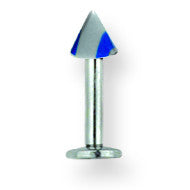 SGSS Labret w Acrylic Vert Racer Stripe Cone 14G (1.6mm) 5/16 (8mm) Lon BDLMVC14-30-44-BLG - shirin-diamonds