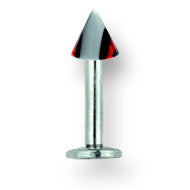 SGSS Labret w Acrylic Vert Racer Stripe Cone 14G (1.6mm) 5/16 (8mm) Lon BDLMVC14-30-44-BRG - shirin-diamonds