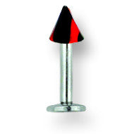 SGSS Labret w Acrylic Vert Racer Stripe Cone 14G (1.6mm) 5/16 (8mm) Lon BDLMVC14-30-44-BR - shirin-diamonds
