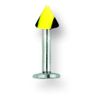 SGSS Labret w Acrylic Vert Racer Stripe Cone 14G (1.6mm) 5/16 (8mm) Lon BDLMVC14-30-44-BYY - shirin-diamonds