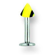 SGSS Labret w Acrylic Vert Racer Stripe Cone 14G (1.6mm) 5/16 (8mm) Lon BDLMVC14-30-44-BY - shirin-diamonds