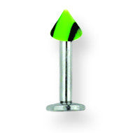 SGSS Labret w Acrylic Vert Racer Stripe Cone 14G (1.6mm) 5/16 (8mm) Lon BDLMVC14-30-44-GB - shirin-diamonds