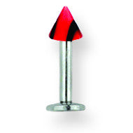 SGSS Labret w Acrylic Vert Racer Stripe Cone 14G (1.6mm) 5/16 (8mm) Lon BDLMVC14-30-44-RB - shirin-diamonds