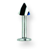 SGSS Labret w Acrylic Vert Racer Stripe Cone 14G (1.6mm) 3/8 (10mm) Lon BDLMVC14-40-44-BBW - shirin-diamonds