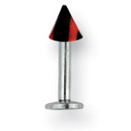 SGSS Labret w Acrylic Vert Racer Stripe Cone 14G (1.6mm) 3/8 (10mm) Lon BDLMVC14-40-44-BR - shirin-diamonds