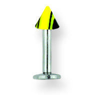 SGSS Labret w Acrylic Vert Racer Stripe Cone 14G (1.6mm) 3/8 (10mm) Lon BDLMVC14-40-44-BTY - shirin-diamonds