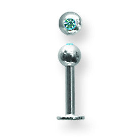 SGSS Labret w Gem Balls 14G (1.6mm) 5/16 (8mm) Long w 4mm gem ball end BDLSG14-30-4-BA - shirin-diamonds