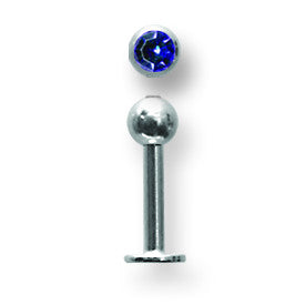 SGSS Labret w Gem Balls 14G (1.6mm) 5/16 (8mm) Long w 4mm gem ball end BDLSG14-30-4-BC - shirin-diamonds