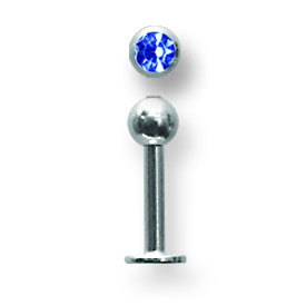 SGSS Labret w Gem Balls 14G (1.6mm) 5/16 (8mm) Long w 4mm gem ball end BDLSG14-30-4-BD - shirin-diamonds