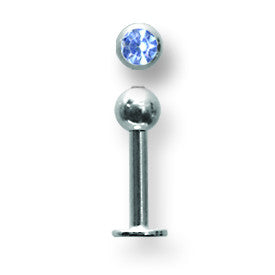 SGSS Labret w Gem Balls 14G (1.6mm) 5/16 (8mm) Long w 4mm gem ball end BDLSG14-30-4-BL - shirin-diamonds