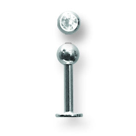 SGSS Labret w Gem Balls 14G (1.6mm) 5/16 (8mm) Long w 4mm gem ball end BDLSG14-30-4-CL - shirin-diamonds