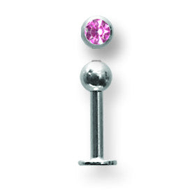SGSS Labret w Gem Balls 14G (1.6mm) 5/16 (8mm) Long w 4mm gem ball end BDLSG14-30-4-PK - shirin-diamonds