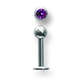 SGSS Labret w Gem Balls 14G (1.6mm) 5/16 (8mm) Long w 4mm gem ball end BDLSG14-30-4-PUD - shirin-diamonds