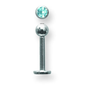 SGSS Labret w Gem Balls 14G (1.6mm) 3/8 (10mm) Long w 4mm gem ball end BDLSG14-40-4-BA - shirin-diamonds